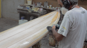3. Grind the fiberglass laps with a 50-80 grit 8” disk.